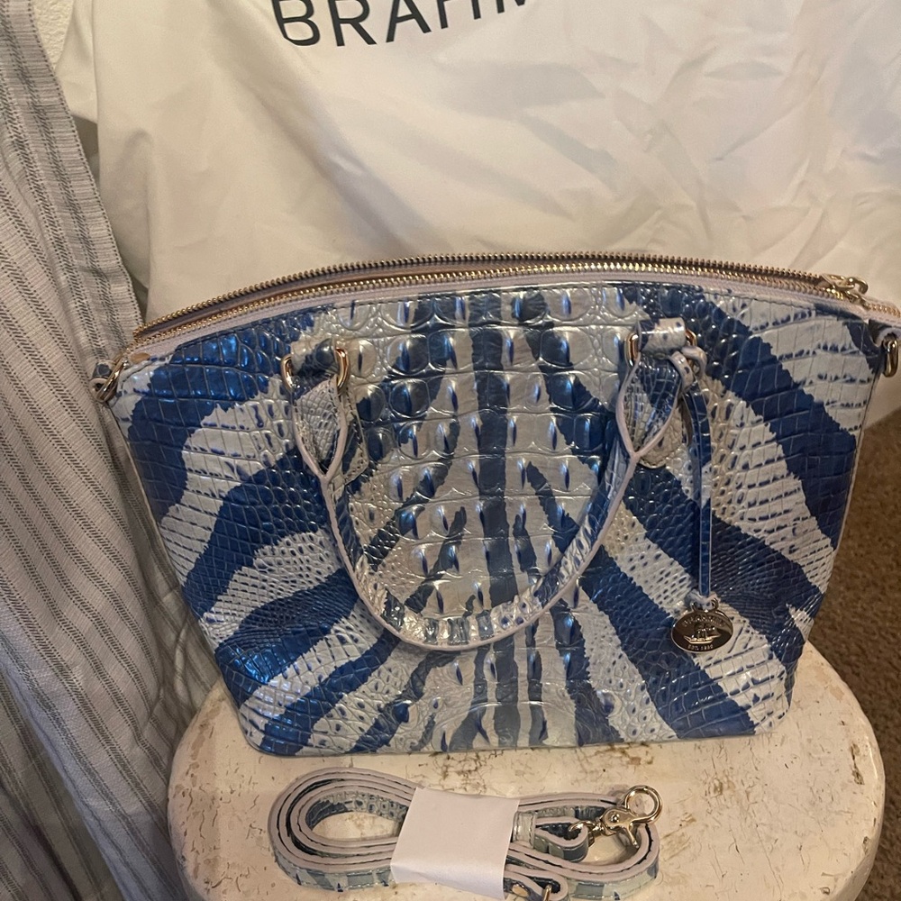 💙🤍💙RARE - Brahmin Duxbury Satchel Dazzle Melbourne Genuine Leather
